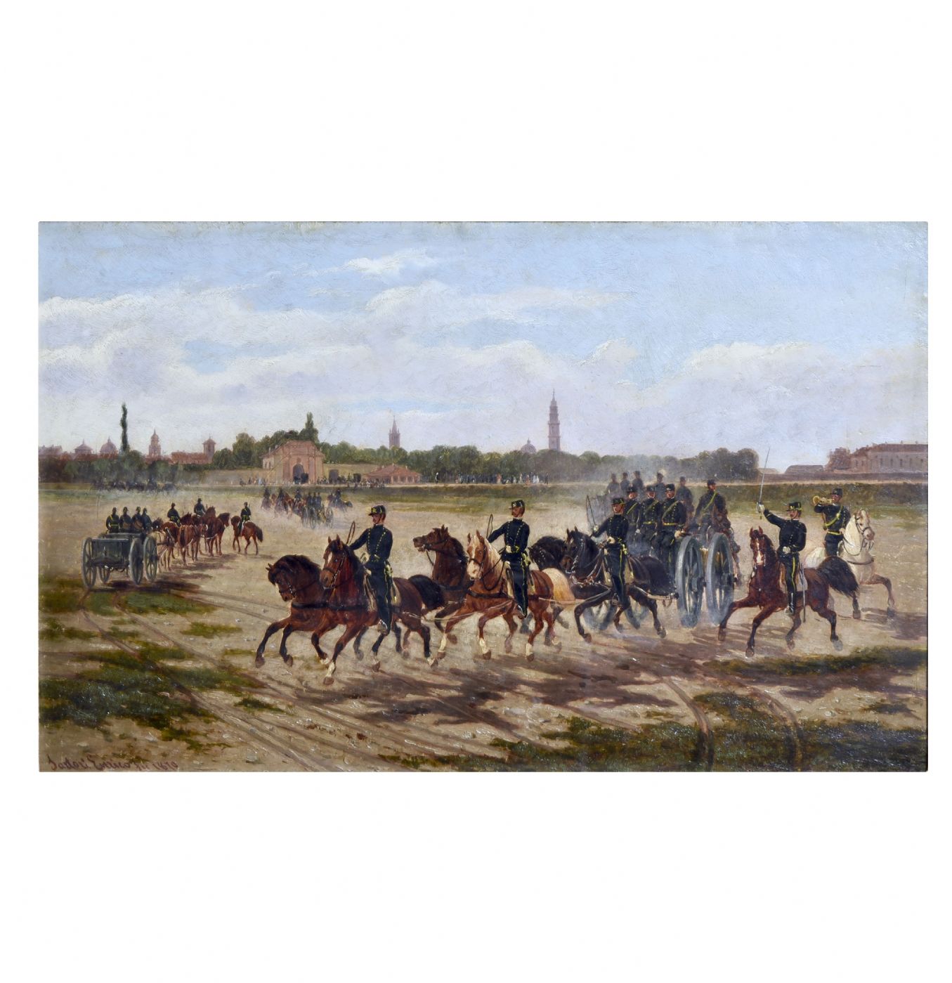 Enrico Sartori (Parma, 1831-1889) "Kavallerie-Manöver in Parma"